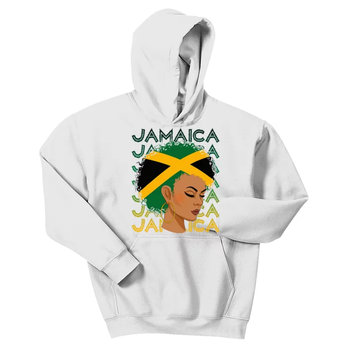 Jamaican Black Girl Jamaica Flag Hair Kids Hoodie