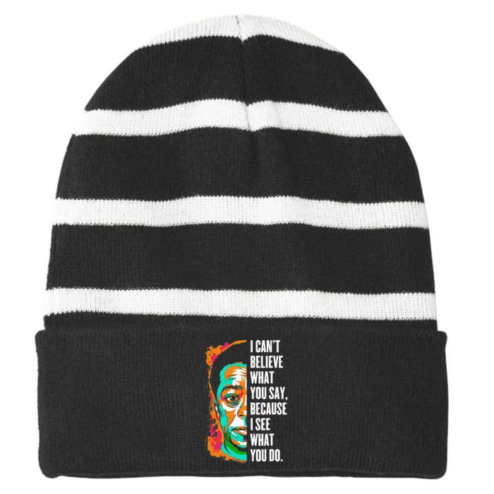 James Baldwin Graffiti Art Juneteenth Striped Beanie with Solid Band