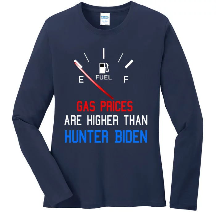 Joe Biden Gas Prices Are Higher Than Hunter Worst President Ladies Long Sleeve Shirt