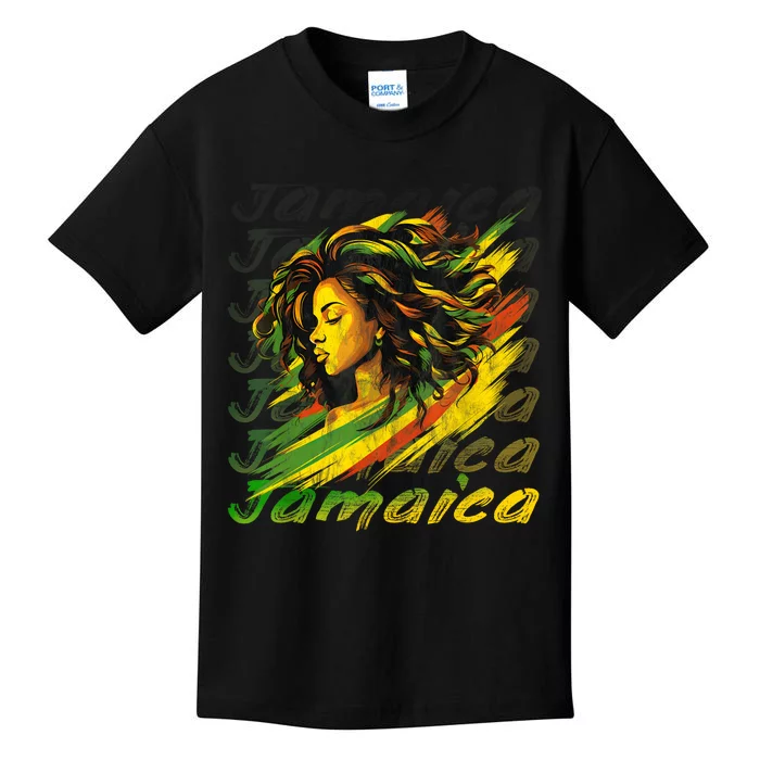 Jamaican Black Girl Jamaica Flag Hair Women Kids T-Shirt