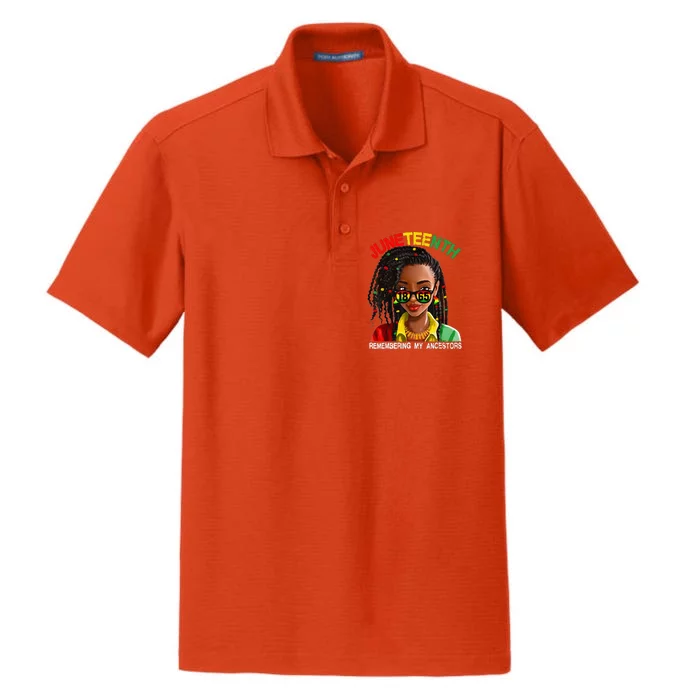 Juneteenth Black Girl Women Locd Remebering My Ancestors Dry Zone Grid Performance Polo