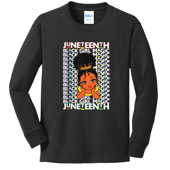 Juneteenth Black Girl Magic Melanin Brown Skin Girl Sister Gift African Pride Kids Long Sleeve Shirt