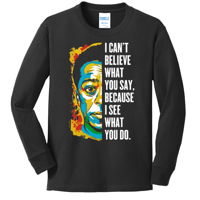 James Baldwin Graffiti Art Juneteenth Black History Month Kids Long Sleeve Shirt