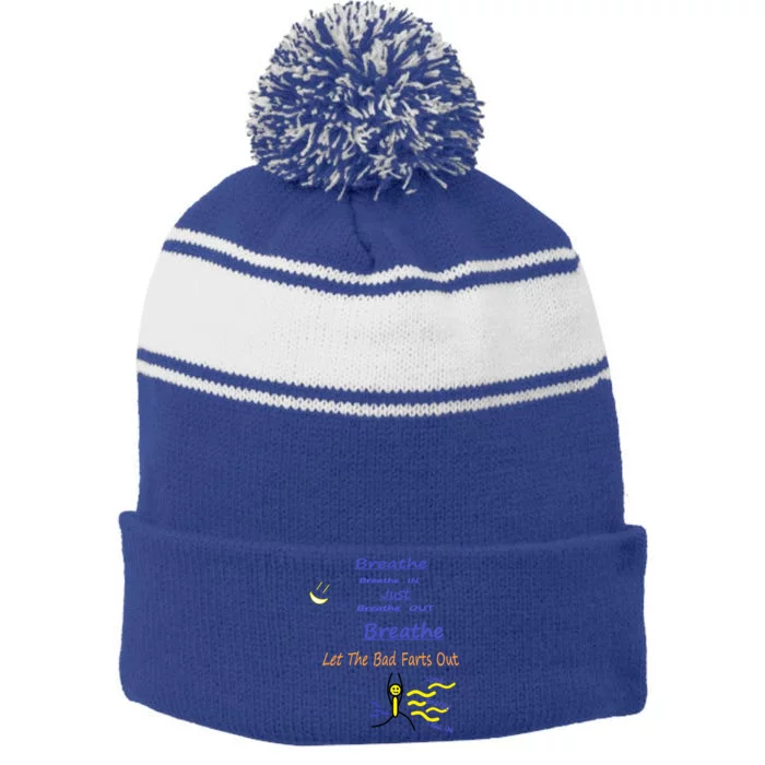 Just Breathe Gift Stripe Pom Pom Beanie