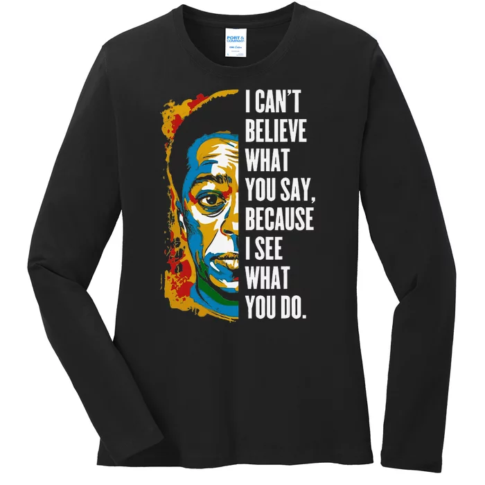 James Baldwin Graffiti Art Juneteenth Black History Month Ladies Long Sleeve Shirt