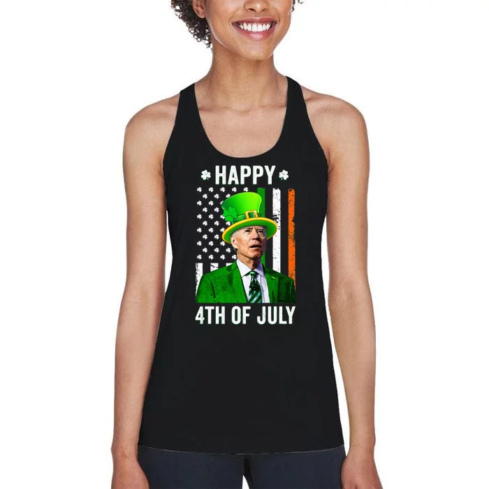 Joe Biden Happy 4th Of July Confused St Patricks Day Women's Racerback Tank