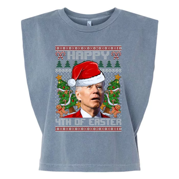 Joe Biden Happy 4th Of July Ugly Christmas Sweater Garment-Dyed Women's Muscle Tee