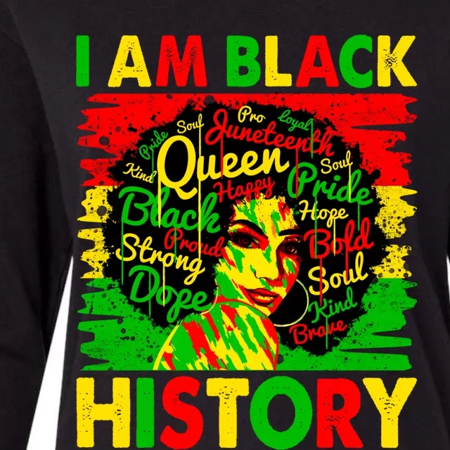 Juneteenth Black History Month I Am Black African American Gift Womens Cotton Relaxed Long Sleeve T-Shirt