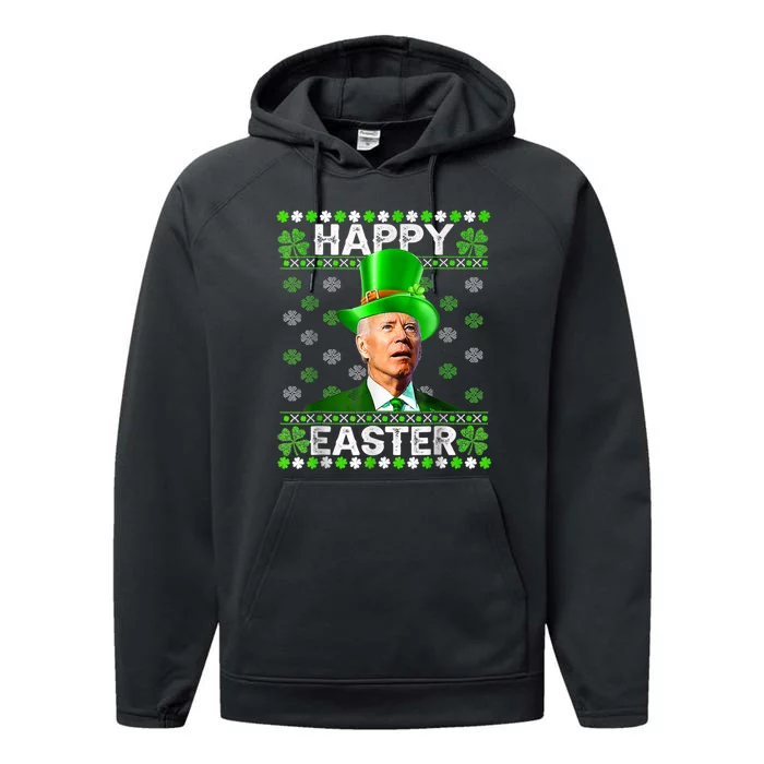 Joe Biden Happy Easter Confused Funny St Patrick's Day Performance Fleece Hoodie