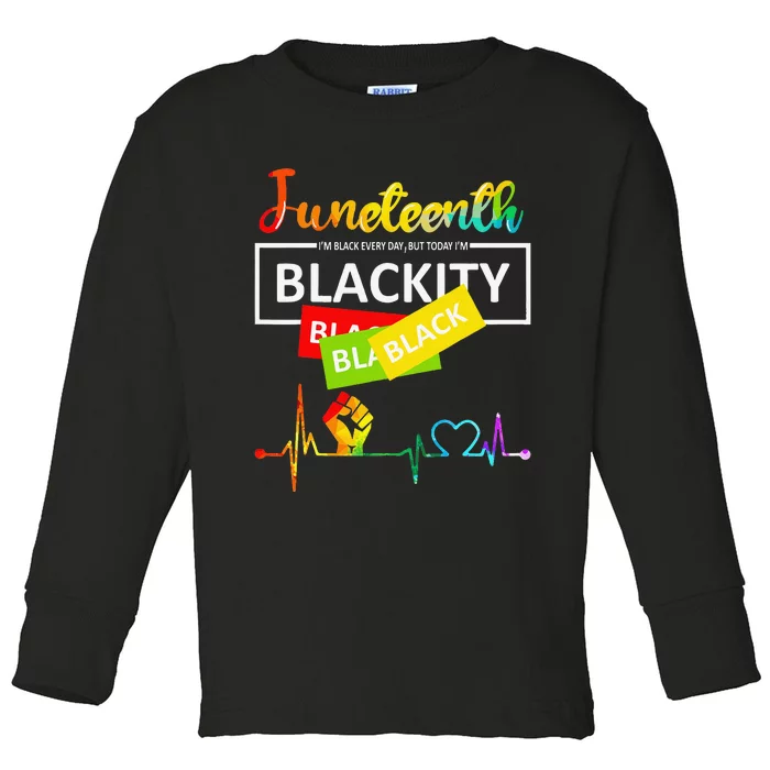 Juneteenth Blackity Heartbeat Black History African America Toddler Long Sleeve Shirt