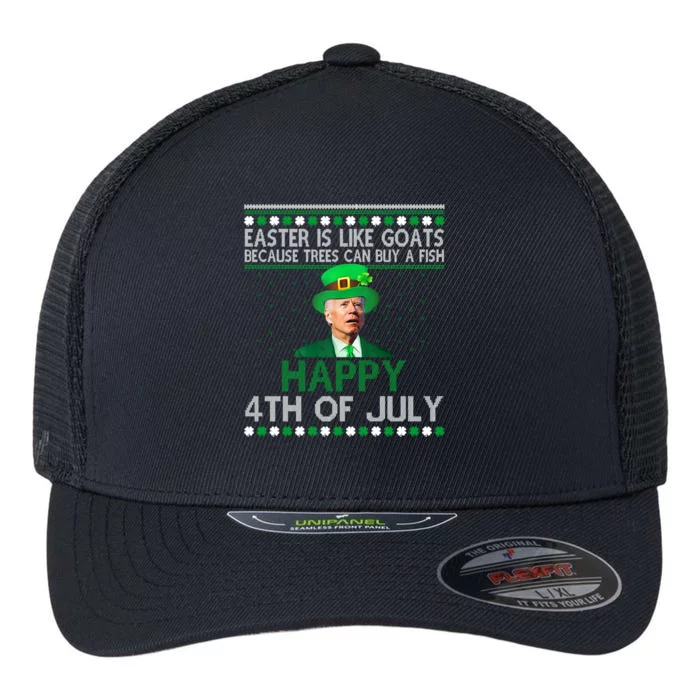 Joe Biden Happy 4th Of July Confused St Patricks Day Funny Flexfit Unipanel Trucker Cap