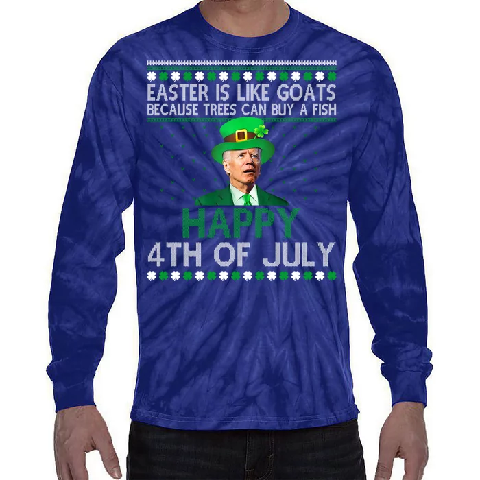 Joe Biden Happy 4th Of July Confused St Patricks Day Funny Tie-Dye Long Sleeve Shirt