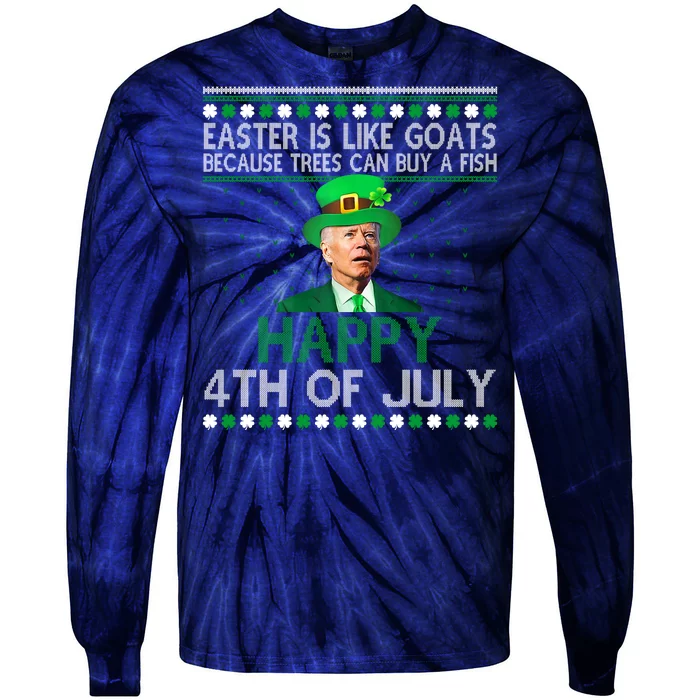 Joe Biden Happy 4th Of July Confused St Patricks Day Funny Tie-Dye Long Sleeve Shirt