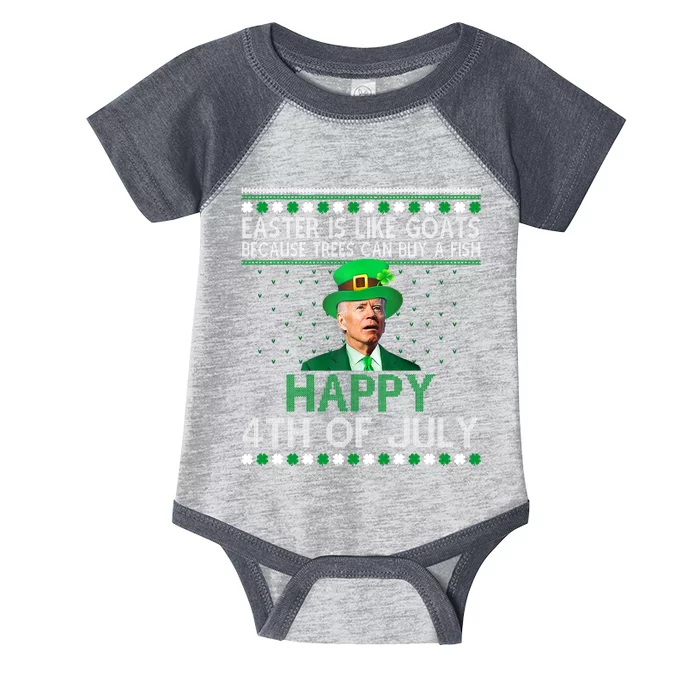 Joe Biden Happy 4th Of July Confused St Patricks Day Funny Infant Baby Jersey Bodysuit