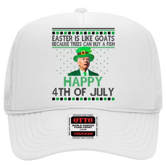 Joe Biden Happy 4th Of July Confused St Patricks Day Funny High Crown Mesh Trucker Hat