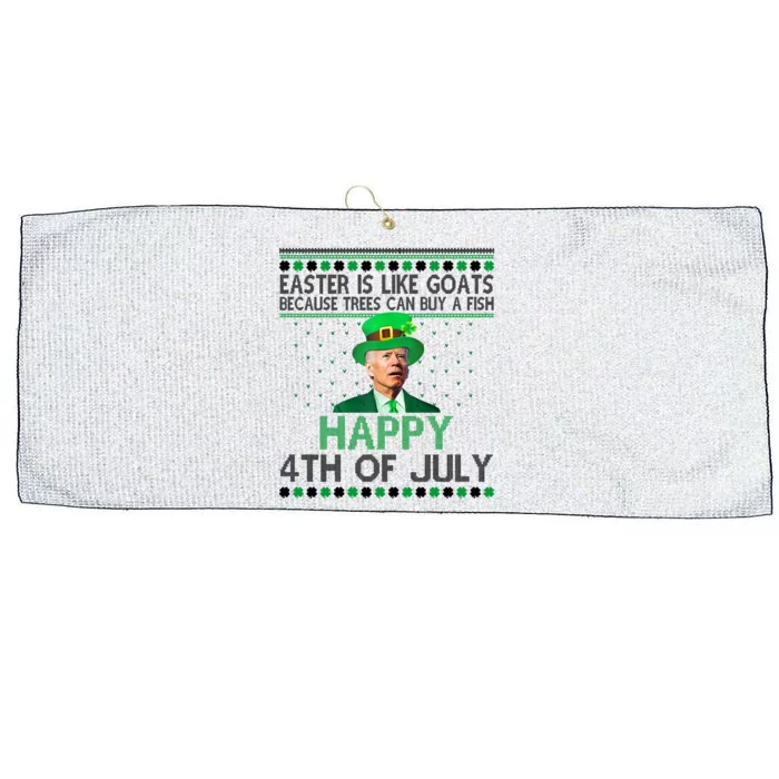 Joe Biden Happy 4th Of July Confused St Patricks Day Funny Large Microfiber Waffle Golf Towel