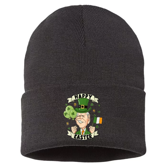 Joe Biden Happy Easter Confused Funny St Patrick's Day Sustainable Knit Beanie