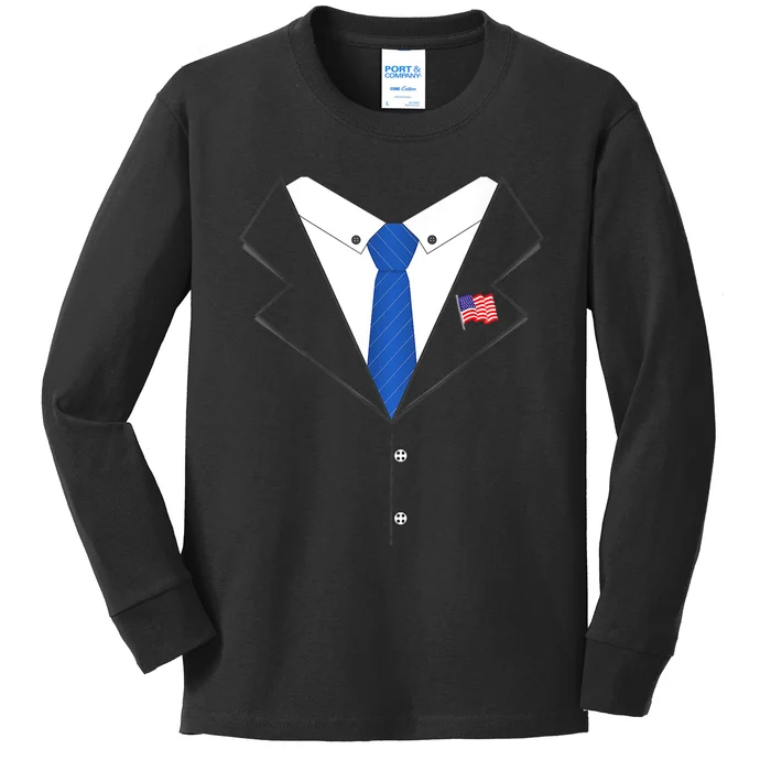 Joe Biden Halloween Costume Suit And Tie Kids Long Sleeve Shirt