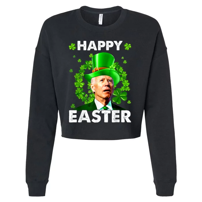 Joe Biden Happy Easter Confused Funny St Patrick's Day Cropped Pullover Crew