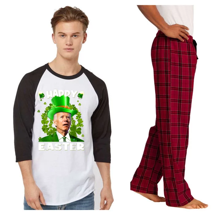 Joe Biden Happy Easter Confused Funny St Patrick's Day Raglan Sleeve Pajama Set