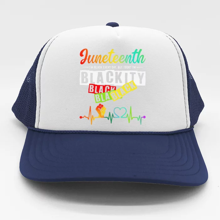 Juneteenth Blackity Heartbeat Black History African America Trucker Hat