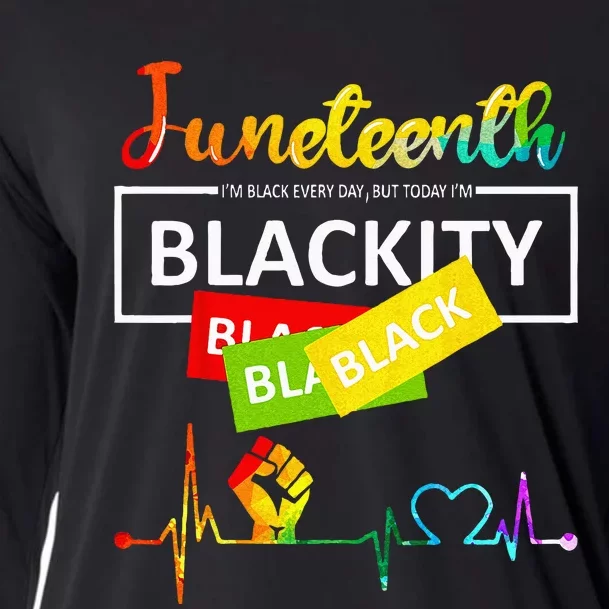 Juneteenth Blackity Heartbeat Black History African America Cooling Performance Long Sleeve Crew