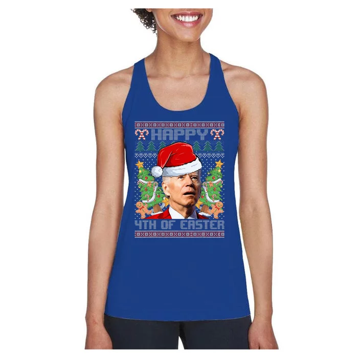 Joe Biden Happy 4th Easter Ugly Christmas Sweater Women's Racerback Tank