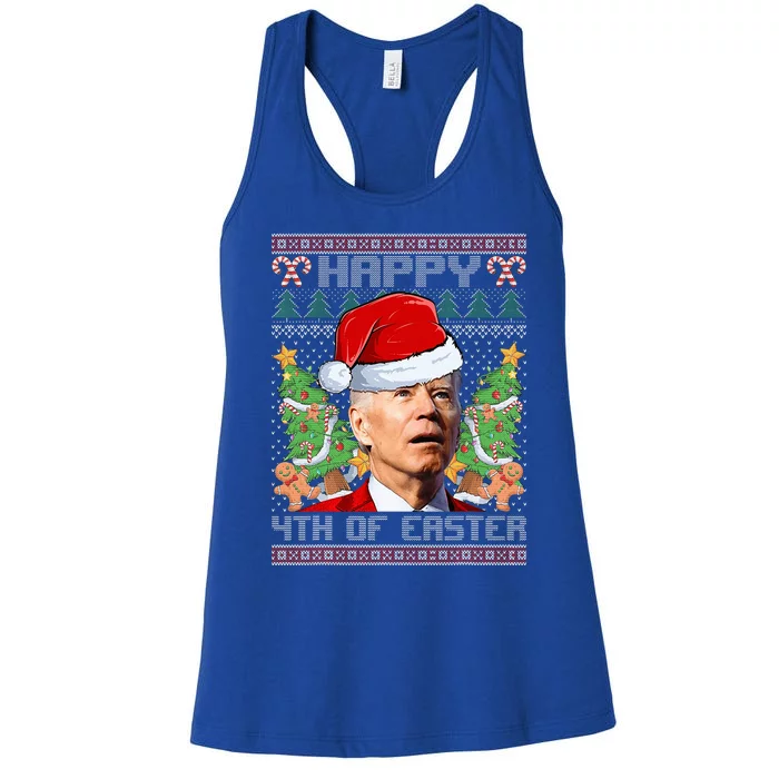 Joe Biden Happy 4th Easter Ugly Christmas Sweater Women's Racerback Tank