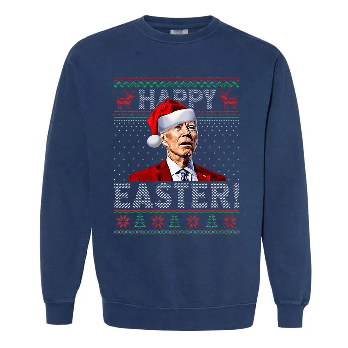 Joe Biden Happy Easter Ugly Christmas Sweater Garment-Dyed Sweatshirt