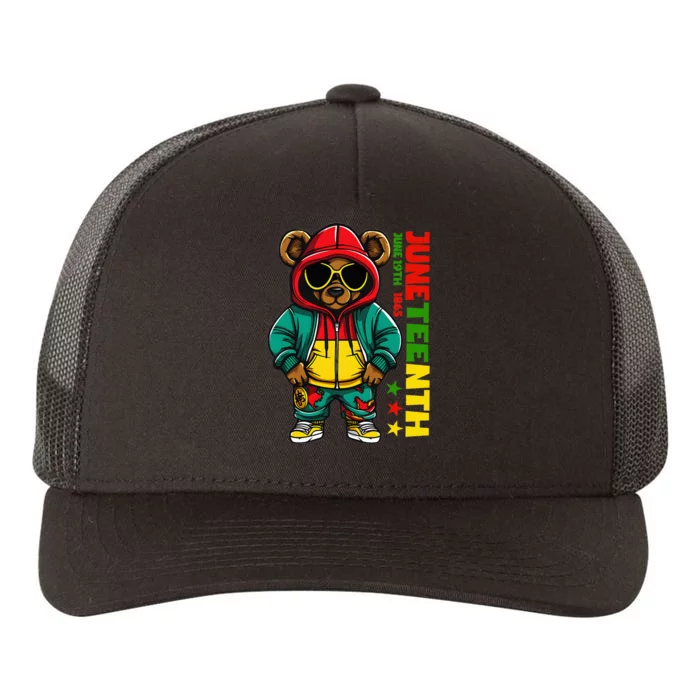 Juneteenth Black Hip Hop Teddy Bear African American Yupoong Adult 5-Panel Trucker Hat