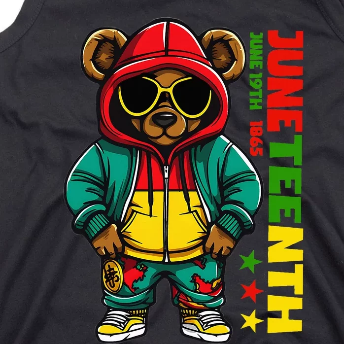 Juneteenth Black Hip Hop Teddy Bear African American Tank Top