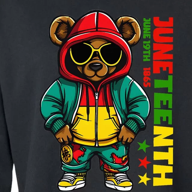 Juneteenth Black Hip Hop Teddy Bear African American Cropped Pullover Crew