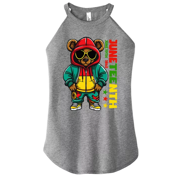 Juneteenth Black Hip Hop Teddy Bear African American Women’s Perfect Tri Rocker Tank