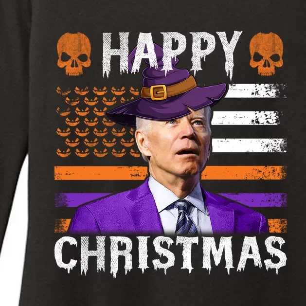 Joe Biden Happy Halloween Happy Christmas US Flag Womens CVC Long Sleeve Shirt