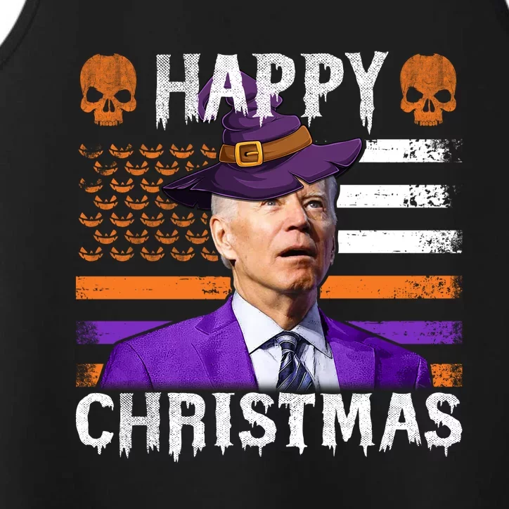 Joe Biden Happy Halloween Happy Christmas US Flag Performance Tank