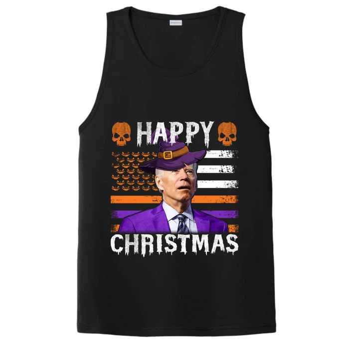 Joe Biden Happy Halloween Happy Christmas US Flag Performance Tank