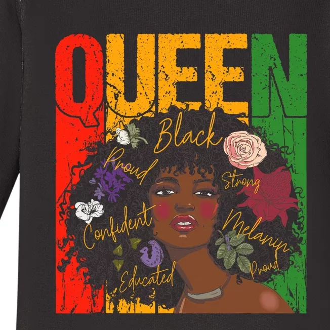 Juneteenth Black History Month Educated African Queen Baby Long Sleeve Bodysuit