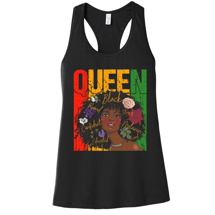 Juneteenth Black History Month Educated African Queen Women's Racerback Tank