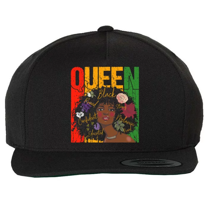 Juneteenth Black History Month Educated African Queen Wool Snapback Cap