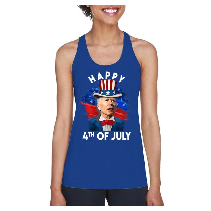 Joe Biden Happy Fourth Of July Gift Usa Flag Memorial Day Great Gift Women's Racerback Tank