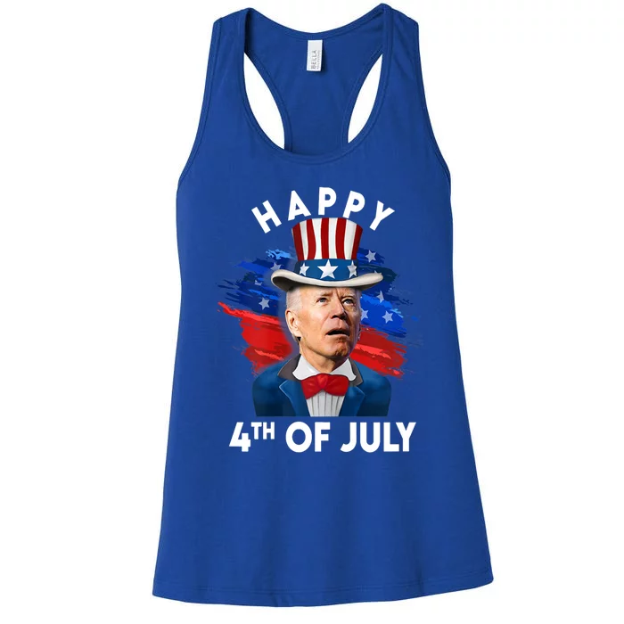 Joe Biden Happy Fourth Of July Gift Usa Flag Memorial Day Great Gift Women's Racerback Tank