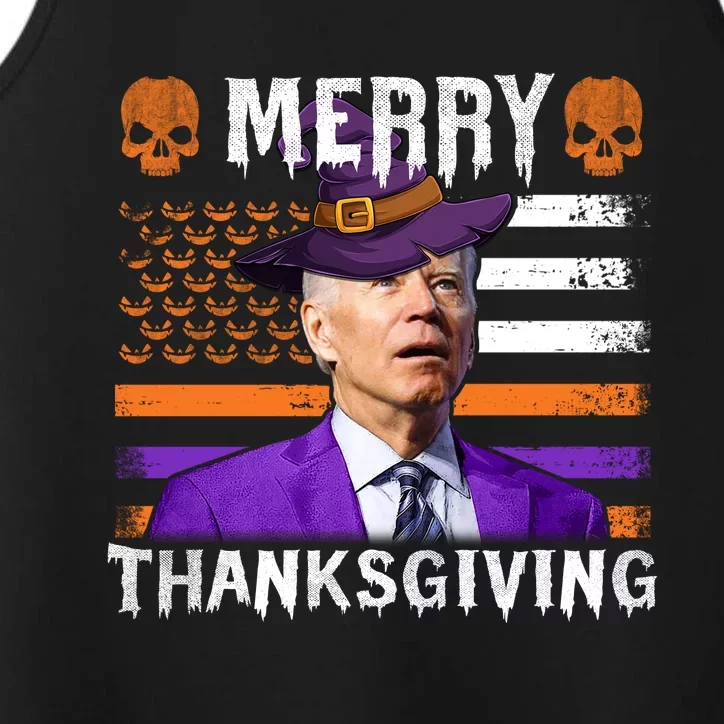 Joe Biden Happy Halloween Shirt Merry Thanksgiving US Flag Performance Tank