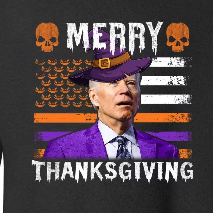 Joe Biden Happy Halloween Shirt Merry Thanksgiving US Flag Toddler Sweatshirt