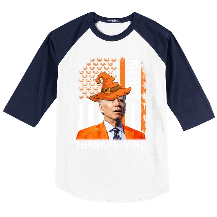 Joe Biden Happy Halloween Shirt Merry Thanksgiving US Flag Baseball Sleeve Shirt