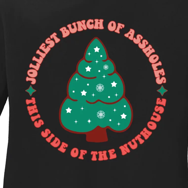 Jolliest Bunch Holiday Graphic Ladies Long Sleeve Shirt