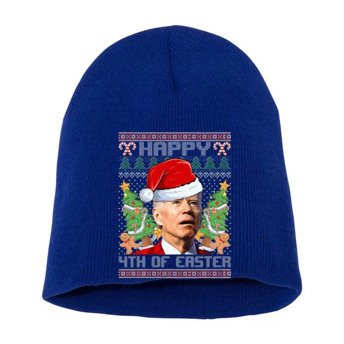 Joe Biden Happy 4th Easter Ugly Christmas Sweater Short Acrylic Beanie