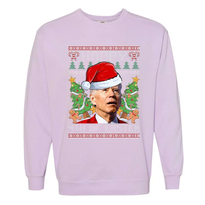 Joe Biden Happy 4th Easter Ugly Christmas Sweater Garment-Dyed Sweatshirt