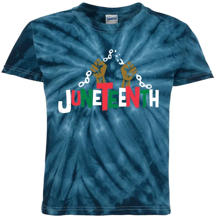 Juneteenth Black History Month Freedom Kids Tie-Dye T-Shirt