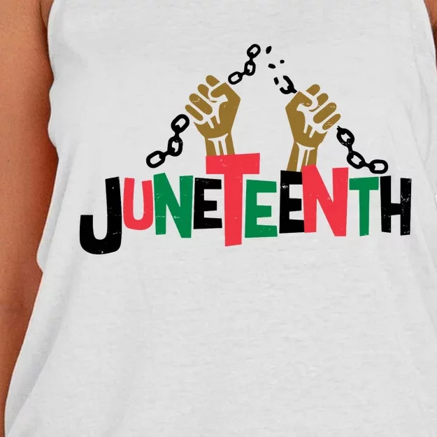 Juneteenth Black History Month Freedom Women's Knotted Racerback Tank