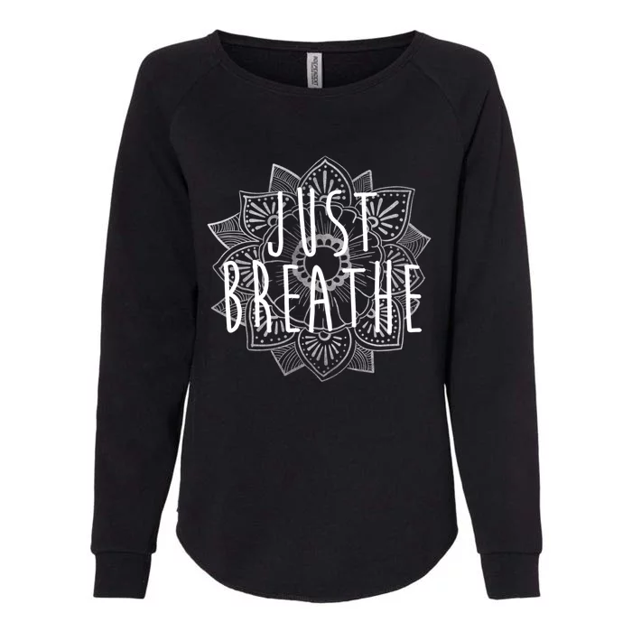 Just Breathe Henna Flower Yoga Gift Womens California Wash Sweatshirt